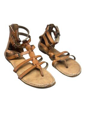 Old navy shoes sandals flats zipper toe strap adjustable straps brown 9 READ